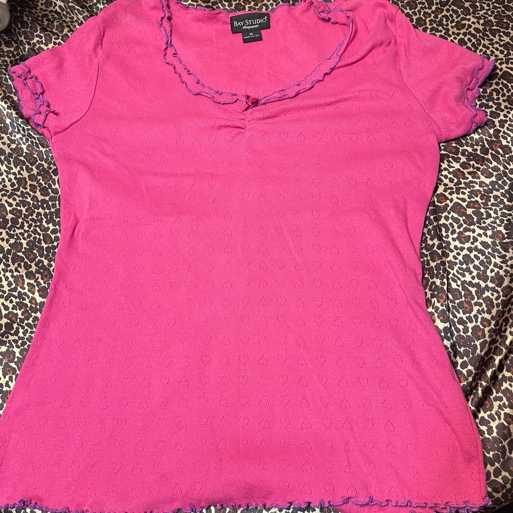 Y2k Bay Studio Sleepwear Heart Bow Top